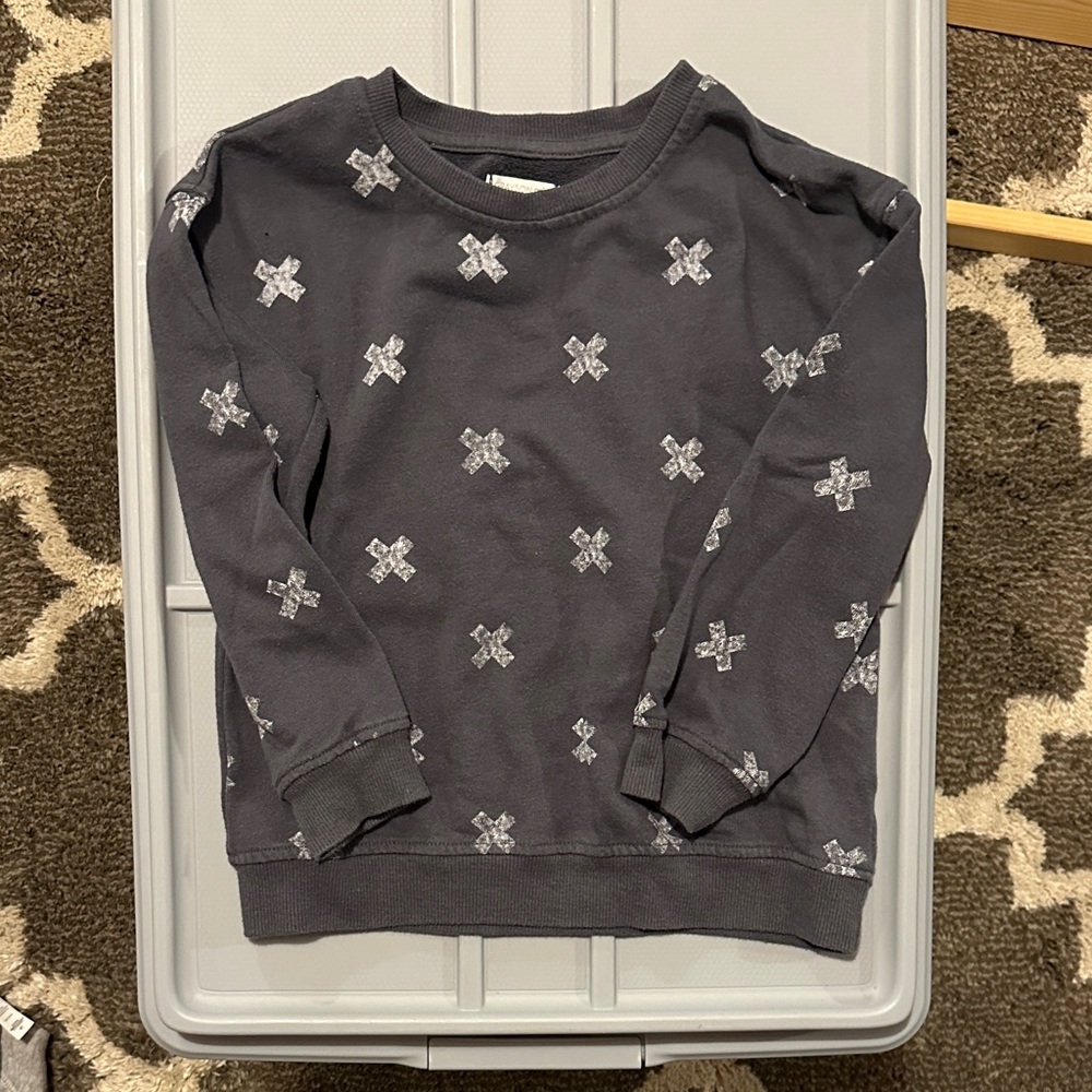 Gray Sweatshirt with White Cross Pattern